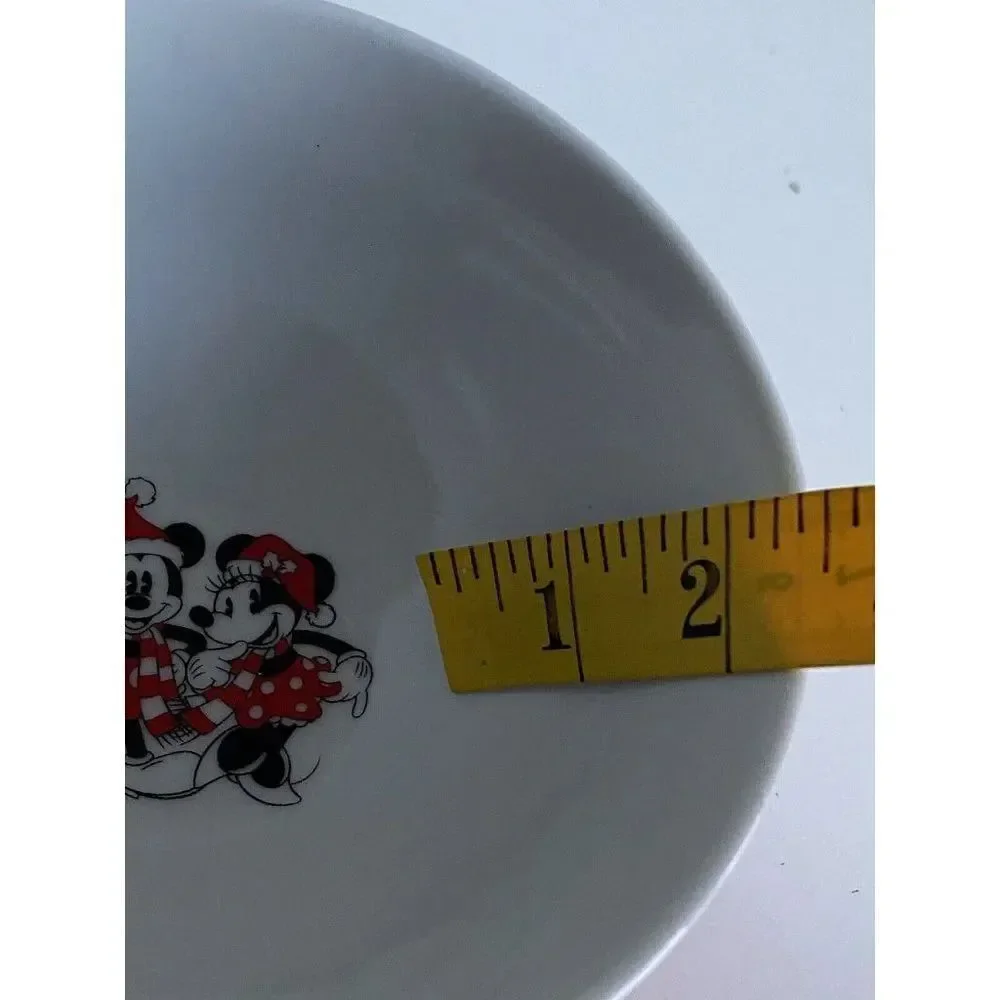 Set Of 2 Disney Mickey And Minnie Mouse Christmas Ceramic Cereal‎ Ramen Bowl NEW
